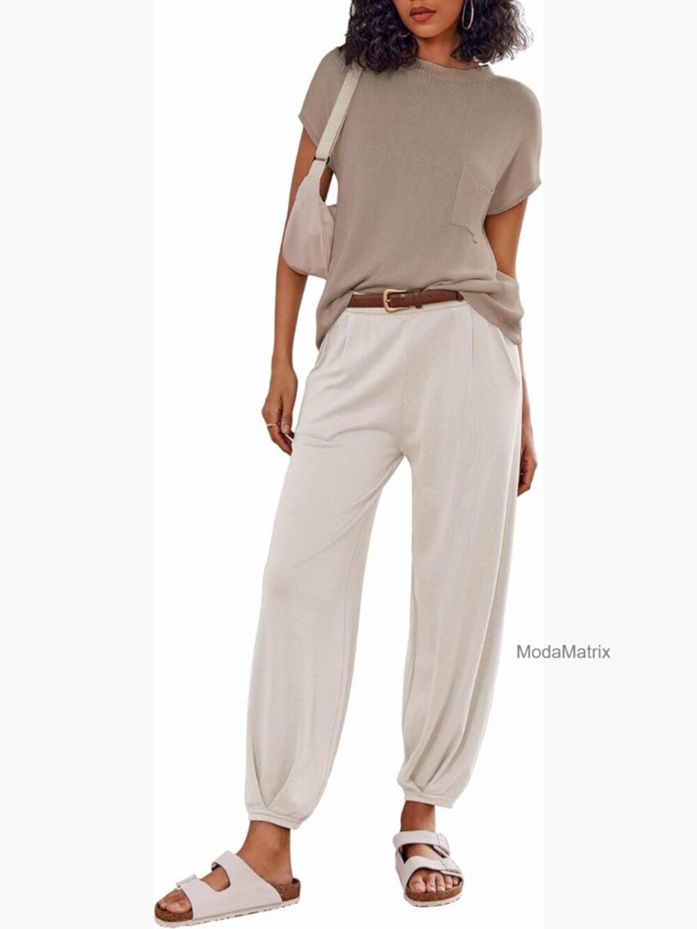 Lightweight Knit Lounge Set with Crop Top and Jogger Pants